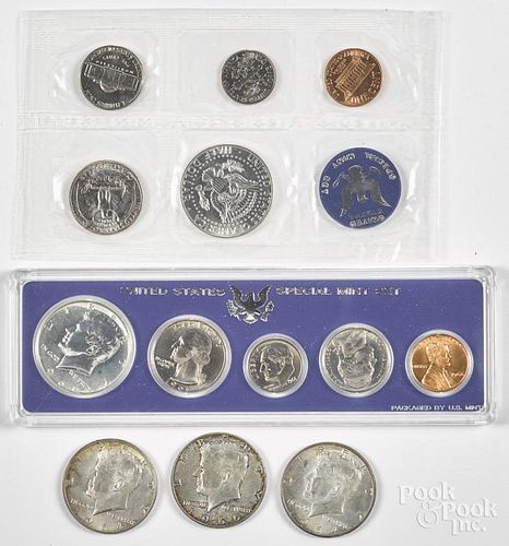 Two silver proof sets, to include a 1963 and 1964, together with 1965 and 1966 Mint Sets, and two 40