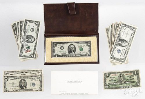 Miscellaneous currency, to include twenty-one one-dollar silver certificates, two five-dollar silver