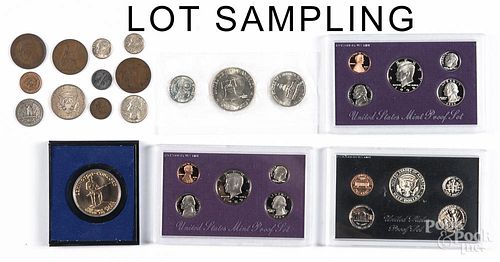 Ten US Proof Sets, years from 1969-1992, together with a 1976 three piece silver Mint set, and $2.60