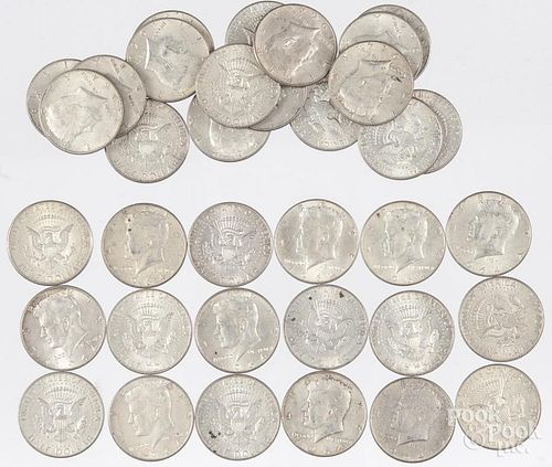 Thirty-five silver Kennedy half dollars, 1964.