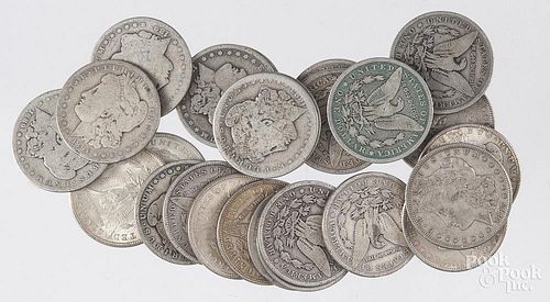 Twenty-six Morgan silver dollars, to include six 1921.
