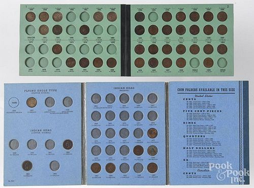 Two partial sets of Indian Head cents, sixty-seven total pieces with no key dates.