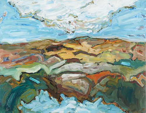 Dennis Dykema "Big Cloud Landscape" Painting 1989