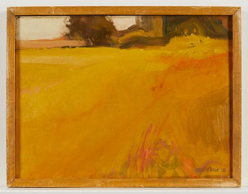 Ruth Oseid Johnson Golden Landscape Painting 1976