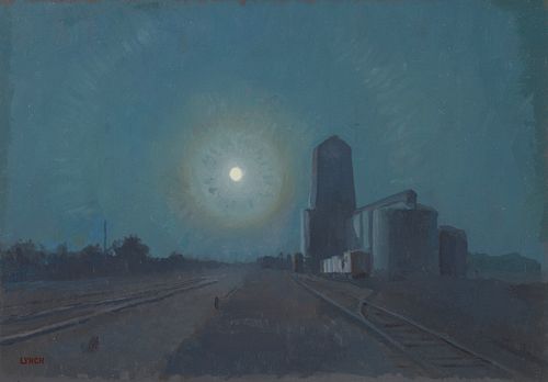 Mike Lynch "Harvest Moon" Oil Painting 1989