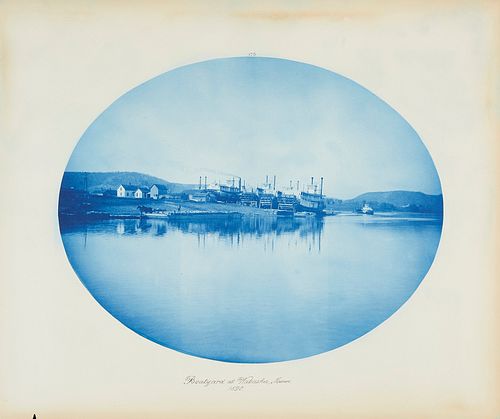 Henry Bosse "Boatyard at Wabasha, MN" Cyanotype