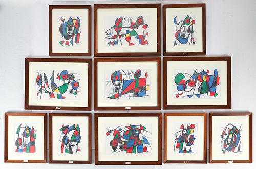 Set of 11 Joan Miro Framed Original Lithographs 1975