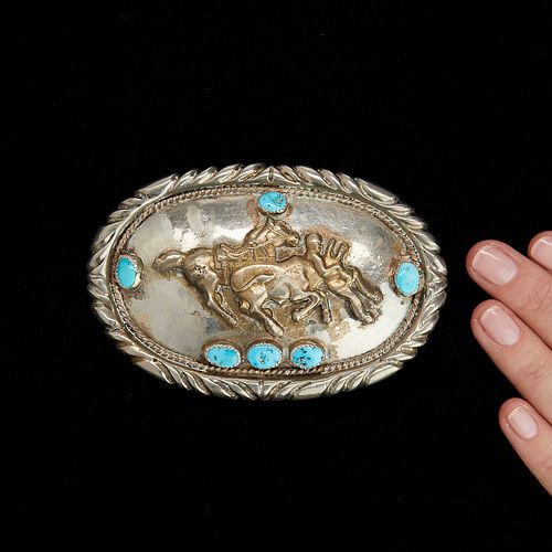 Rodeo Belt Buckle with Turquoise