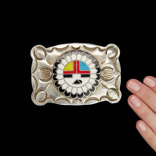 Silver Belt Buckle with Kachina