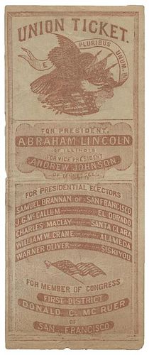 [Lincoln, Abraham] Union Presidential Ticket.