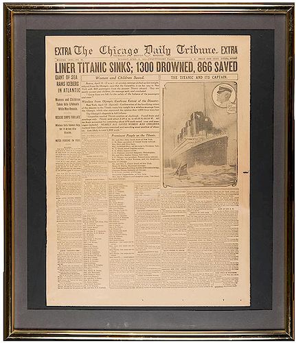 [Titanic] Newspaper Breaking News of the Sinking of the Titanic.