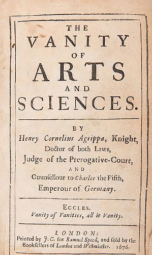 Agrippa, Henry Cornelius. The Vanity of Arts and Sciences.