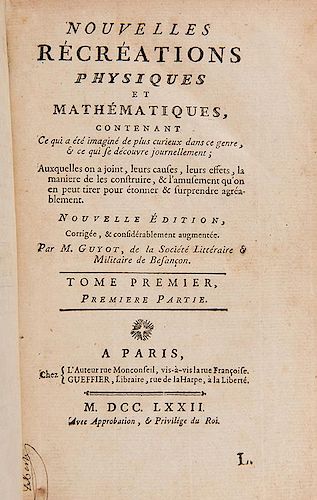 [Mathematics] Guyot, Edme-Gilles. Nouvelles Recreations Physiques et Mathematiques.