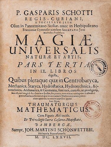 [Magic] Schott, Gaspar. Magiae universalis naturalis et artis.
