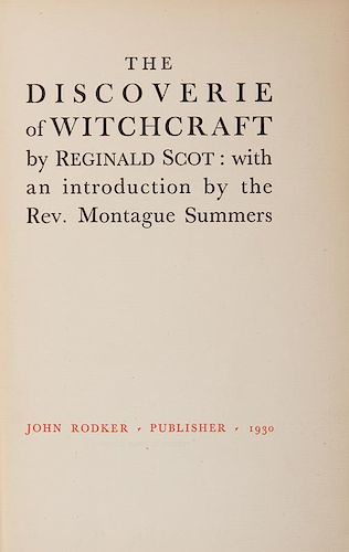 [Witchcraft] Summer, Montague (trans.) The Discoverie of Witchcraft.
