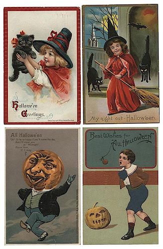 Seven Halloween Postcards.