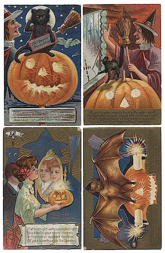 Sixteen Halloween Postcards.