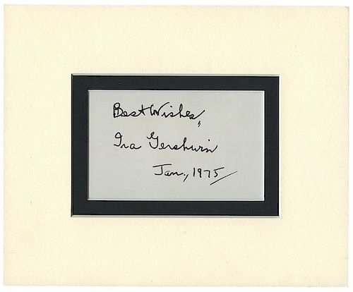 Gershwin, Ira. Signed note.