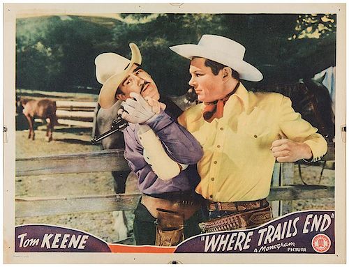 [Film] Keene, Tom. Lobby Card for Film Where Trails End