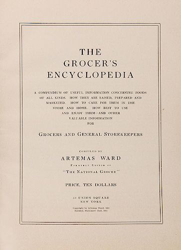 Ward, Artemis. The Grocer's Encyclopedia.