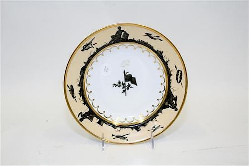 * A French Parcel Gilt and Painted Porcelain Soup Plate Diameter 9 inches.