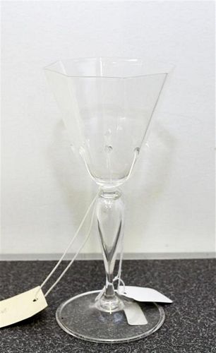 * A Venetian Glass Wine Goblet Height 7 1/4 inches.