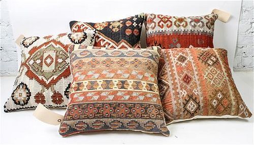 * Five Kilim Upholstered Pillows 17 x 17 inches.