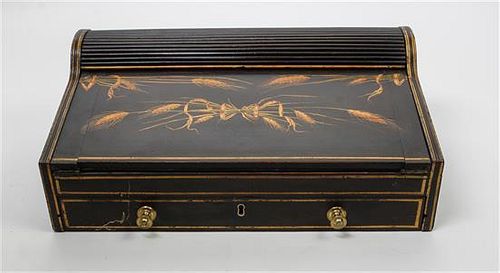 * An American Painted Traveling Desk Width 19 1/4 inches.