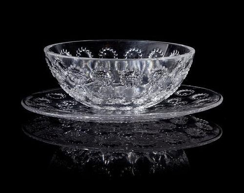 * Rene Lalique (French, 1860-1945), , an Asters pattern finger bowl and underplate