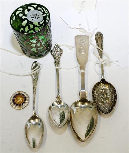* A Group of Three Silver and Silver-Plate Souvenir Articles Length of longest spoon 7 inches.