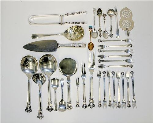 A Collection of Danish Silver Serving Articles, C.M Cohr, Copenhagen, Early 20th Century, comprising: 14 cocktail forks 1 ric