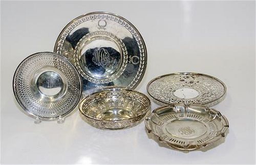 A Collection of American Reticulated Dishes and Baskets, Meriden Brittania Co., Meriden, CT, each having pierced decoration.