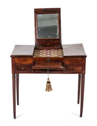 * A Louis XVI Mahogany Poudreuse Height 27 1/2 x width 29 x depth 16 3/4 inches.