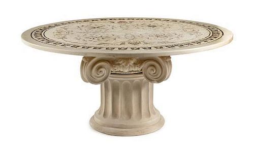 * An Italian Mosaic Table Diameter of top 65 1/2 inches.