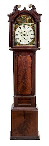 A Scottish Mahogany Tall Case Clock Height 76 3/4 inches.
