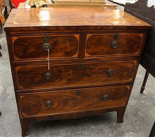A Georgian Style Mahogany Chest of Drawers Height 36 x width 36 x depth 18 1/4 inches.