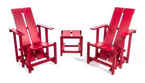 * A Pair of Modern Painted Garden Chairs Height 40 inches.