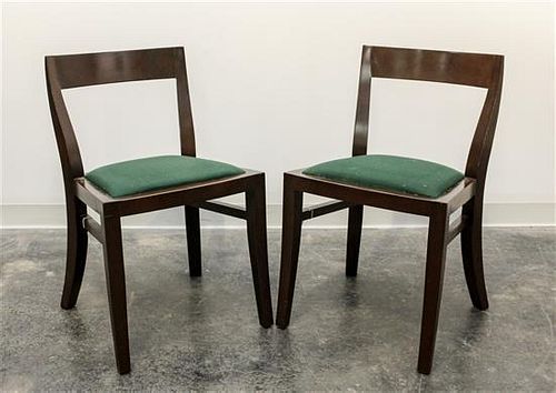 A Pair of David Edward Walnut Side Chairs Height 30 inches.