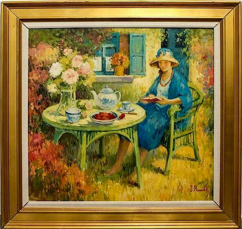 Jos Pauwels, (Belgian, 20th century), Tea in the Garden