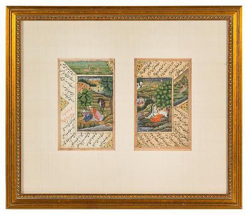 A Collection of Persian Miniature Paintings Height of tallest 14 1/4 inches (frame).