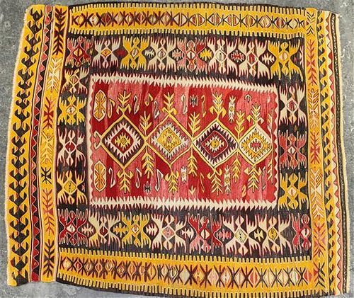 Two Flat Weave Kilim Rugs 5 feet 4 inches x 4 feet 10 inches (largest).