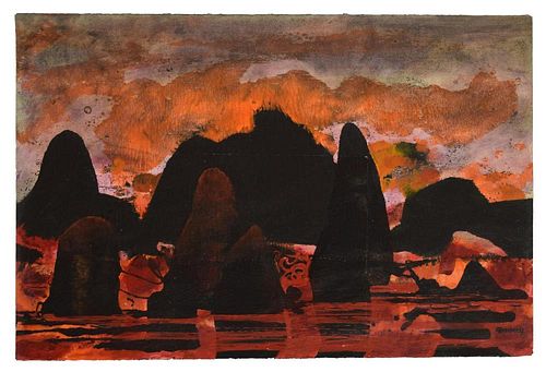 MICHAEL FRARY (1918-2005), "INFERNO" PAINTING