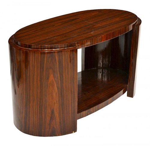 FRENCH ART DECO ROSEWOOD OVAL SIDE TABLE