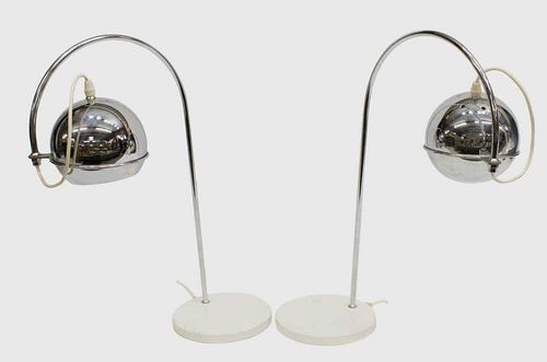 (2)ITALIAN MID-CENTURY MODERN CHROMED TABLE LAMPS