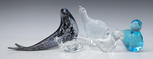 (5)MURANO ART GLASS TABLETOP ANIMAL SCULPTURES