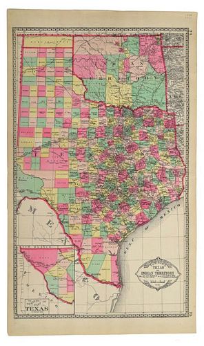TUNISON'S MAP OF TEXAS & INDIAN TERRITORY, C. 1890