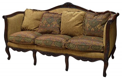 LOUIS XV STYLE THREE-SEAT UPHOLSTERED SETTEE