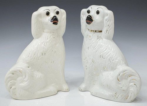 (2) LARGE 19TH C. VICTORIAN STAFFORDSHIRE DOGS