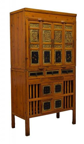 CHINESE FIGURAL CARVED CABINET