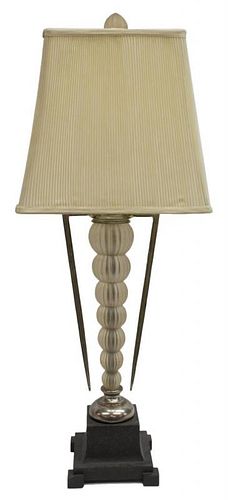CONTEMPORARY GLASS & METAL TABLE LAMP